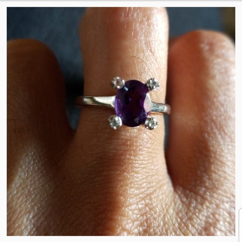 925 Genuine Amethyst ring size 6 - Picture 5 of 6
